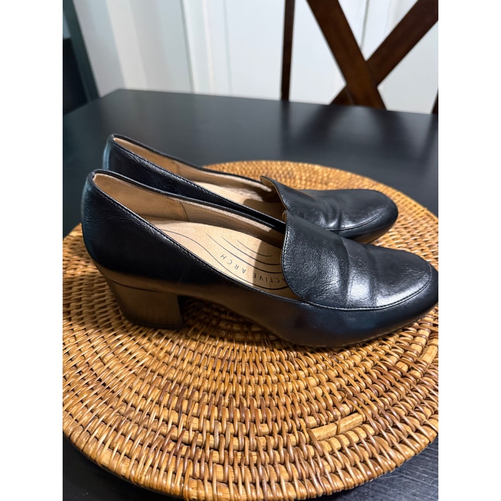 LifeStride Women Black Block Heel Loafers Soft System Active Arch Shoes